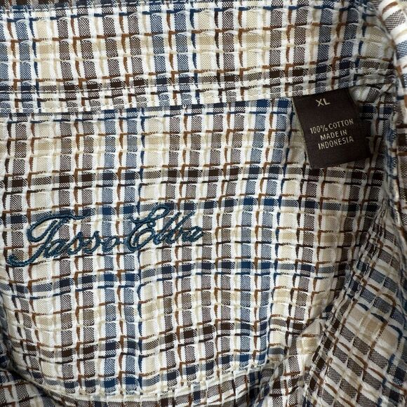 Tasso Elba Button Down Shirt Mens XL Khaki Marche Plaid And Tribal Lot Of 2 - Picture 8 of 16